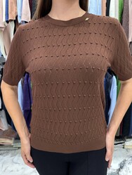 Wholesale Women's Knit Sweater High Neck - Brown - 32388 | REEL TRİKO - Thumbnail