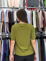 Wholesale Women's Green High-Neck Knit Sweater - 32388 | REEL TRİKO - Thumbnail
