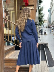 Wholesale Women's High Neck Knit Sweater - Indigo - 31628 | REEL TRİKO - Thumbnail