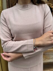 Wholesale Women's Powder Pink Mock Neck Knit Sweater - 31628 | REEL TRİKO - Thumbnail