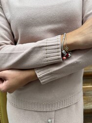Wholesale Women's Powder Pink Mock Neck Knit Sweater - 31628 | REEL TRİKO - Thumbnail