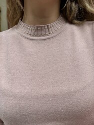 Wholesale Women's Powder Pink Mock Neck Knit Sweater - 31628 | REEL TRİKO - Thumbnail