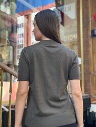 Wholesale Women's Knit Sweater Leopard Pocket Detail Khaki – 32348 | REEL TRİKO - Thumbnail