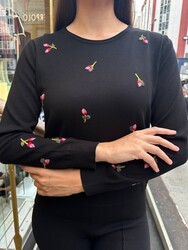 Wholesale Women's Long-Sleeve Knit Sweater Black - 32167 | REEL TRİKO - Thumbnail