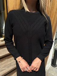 Wholesale Women's Long-Sleeve Knitted Sweater, Black - 32225 | REEL TRİKO - Thumbnail