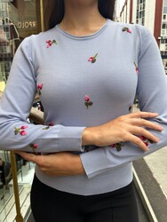 Wholesale Women's Long-Sleeve Knit Sweater Blue - 32167 | REEL TRİKO - Thumbnail