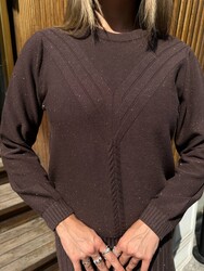 Wholesale Women's Long-Sleeve Knitted Sweater, Brown - 32225 | REEL TRİKO - Thumbnail