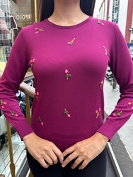 Wholesale Women's Knit Sweater Long Sleeve Fuchsia - 32167 | REEL TRİKO - Thumbnail