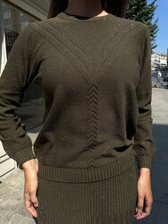 Wholesale Women's Long-Sleeve Knitted Sweater, Khaki - 32225 | REEL TRİKO - Thumbnail
