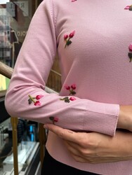 Wholesale Women's Long-Sleeve Knit Sweater Pink - 32167 | REEL TRİKO - Thumbnail