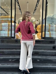Wholesale Women's Burgundy Polo-Neck Knit Sweater - 32897 | REEL TRİKO - Thumbnail