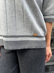 Wholesale Women's Grey Polo-Neck Knit Sweater - 32897 | REEL TRİKO - Thumbnail