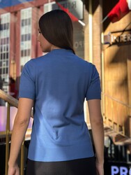 Wholesale Women's Short-Sleeve Knit Sweater Blue - 31552 | REEL TRİKO - Thumbnail