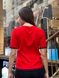 Wholesale Women's Short-Sleeve Knit Sweater Coral - 31762 | REEL TRİKO - Thumbnail