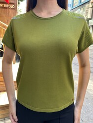 Wholesale Women's Short-Sleeve Knit Sweater Green - 32879 | REEL TRİKO - Thumbnail