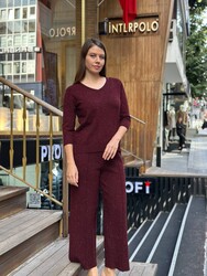 Wholesale Women's Short-Sleeve Plum Knit Sweater - 31515 | REEL TRİKO - Thumbnail