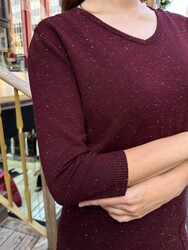 Wholesale Women's Short-Sleeve Plum Knit Sweater - 31515 | REEL TRİKO - Thumbnail