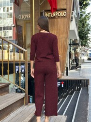Wholesale Women's Short-Sleeve Plum Knit Sweater - 31515 | REEL TRİKO - Thumbnail