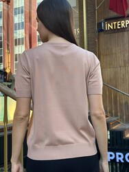 Wholesale Women's Knit Sweater Short Sleeve - Powder Pink - 31721 | REEL TRİKO - Thumbnail