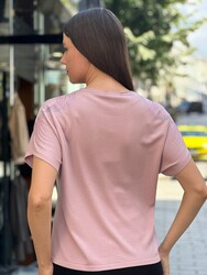 Wholesale Women's Knit Sweater Short Sleeve Powder Pink - 32879 | REEL TRİKO - Thumbnail