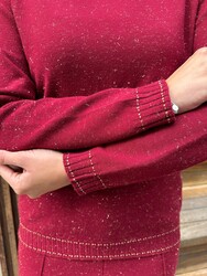 Wholesale Women's High -Neck Knit Sweater Burgundy - 31628 | REEL TRİKO - Thumbnail