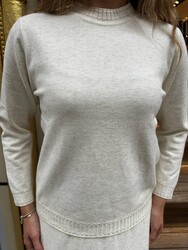 Wholesale Women's Ecru Mock-Neck Knit Sweater - 31628 | REEL TRİKO - Thumbnail