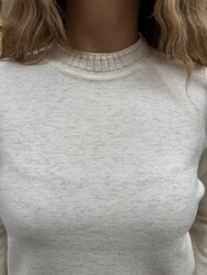 Wholesale Women's Ecru Mock-Neck Knit Sweater - 31628 | REEL TRİKO - Thumbnail