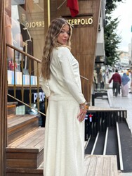 Wholesale Women's Ecru Mock-Neck Knit Sweater - 31628 | REEL TRİKO - Thumbnail