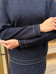 Wholesale Women's Navy Blue Mock Neck Knit Sweater - 31628 | REEL TRİKO - Thumbnail