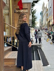 Wholesale Women's Navy Blue Mock Neck Knit Sweater - 31628 | REEL TRİKO - Thumbnail