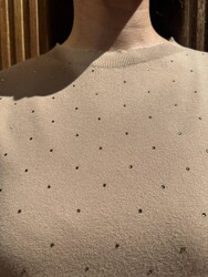 Wholesale Women's Knitted Sweater Stone Details, Beige - 32651 | REEL TRİKO - Thumbnail