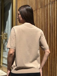 Wholesale Women's Knitted Sweater Stone Details, Beige - 32651 | REEL TRİKO - Thumbnail