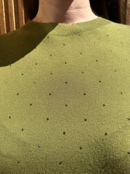 Wholesale Women's Knitted Sweater - Stone Detail - Green - 32651 | REEL TRİKO - Thumbnail