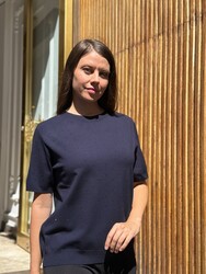 Wholesale Women's Knitted Sweater Stone Details, Navy Blue - 32651 | REEL TRİKO - Thumbnail