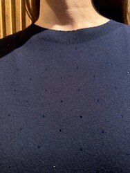 Wholesale Women's Knitted Sweater Stone Details, Navy Blue - 32651 | REEL TRİKO - Thumbnail