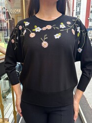 Wholesale Women's Knit Sweater Stone Embellishment Black - 32871 | REEL TRİKO - Thumbnail