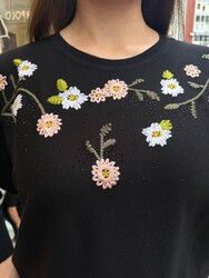 Wholesale Women's Knit Sweater Stone Embellishment Black - 32871 | REEL TRİKO - Thumbnail