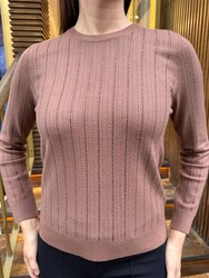 Wholesale Women's Brown Knit Sweater Stone Embellishment - 31110 | REEL TRİKO - Thumbnail