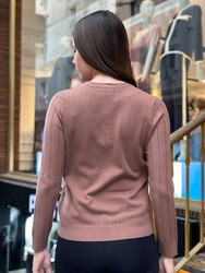 Wholesale Women's Brown Knit Sweater Stone Embellishment - 31110 | REEL TRİKO - Thumbnail