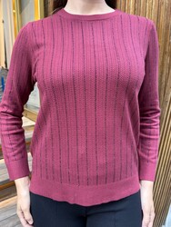 Wholesale Women's Burgundy Knit Sweater Stone Embellishment - 31110 | REEL TRİKO - Thumbnail