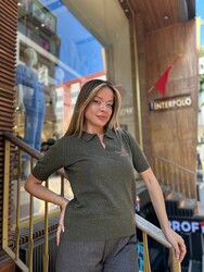 Wholesale Women's Knitted Sweater Stone Embellishments, Khaki - 32587 | REEL TRİKO - Thumbnail