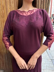 Wholesale Women's Lilac Knit Sweater Stone Embellishment - 32988 | REEL TRİKO - Thumbnail