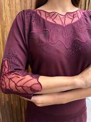 Wholesale Women's Lilac Knit Sweater Stone Embellishment - 32988 | REEL TRİKO - Thumbnail