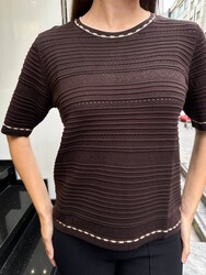 Wholesale Women's Basic Brown Knit Sweater - 32520 | REEL TRİKO - Thumbnail