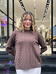 Wholesale Women's Basic Brown Knit Sweater - 32914 | REEL TRİKO - Thumbnail