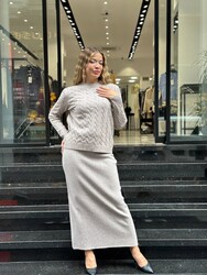 Wholesale Women's Basic Knit Sweater - Stone - 32914 | REEL TRİKO - Thumbnail
