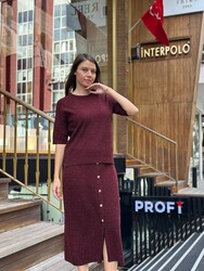 Wholesale Women's Shimmering Plum Knit Sweater - 32059 | REEL TRİKO - Thumbnail