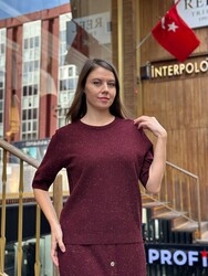 Wholesale Women's Shimmering Plum Knit Sweater - 32059 | REEL TRİKO - Thumbnail