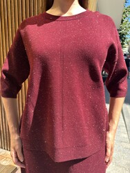 Wholesale Women's Shimmering Plum Knit Sweater - 32161 | REEL TRİKO - Thumbnail