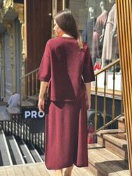 Wholesale Women's Shimmering Plum Knit Sweater - 32161 | REEL TRİKO - Thumbnail